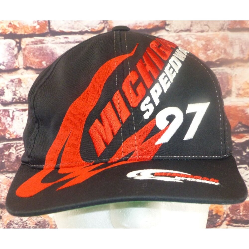 American Needle Michigan Speedway 97 Hat Black Red Adjustable Baseball Cap